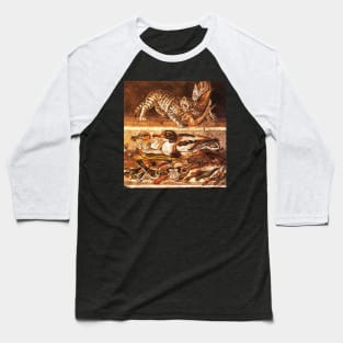 POMPEII ANIMALS,ANCIENT ROMAN MOSAICS ,WILD CAT WITH QUAIL,BIRDS,DUCKS AND FISHES Baseball T-Shirt